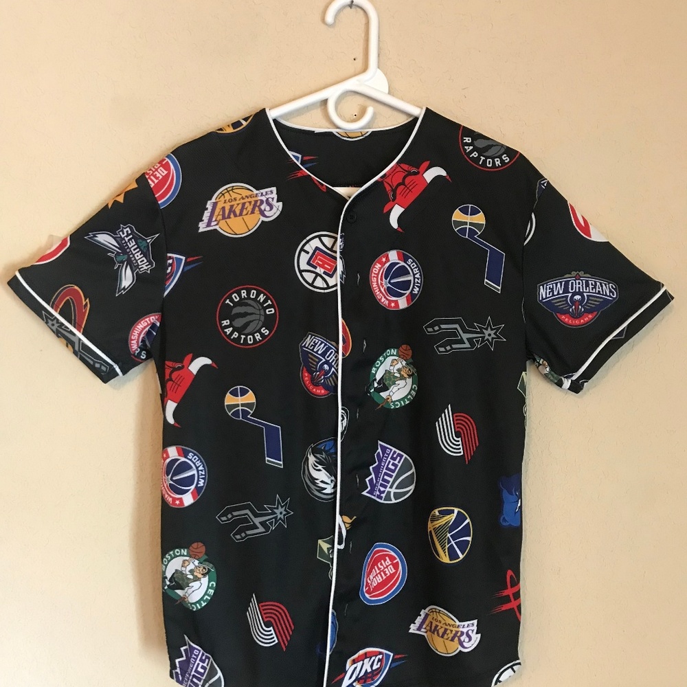 NBA 100% Polyester Black Button Up Shirt